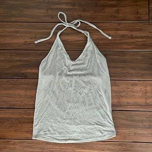 American Eagle Halter Top Green and White Stripes